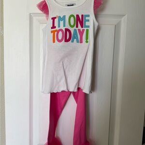 Mud Pie Pink 1st Birthday Matching Set